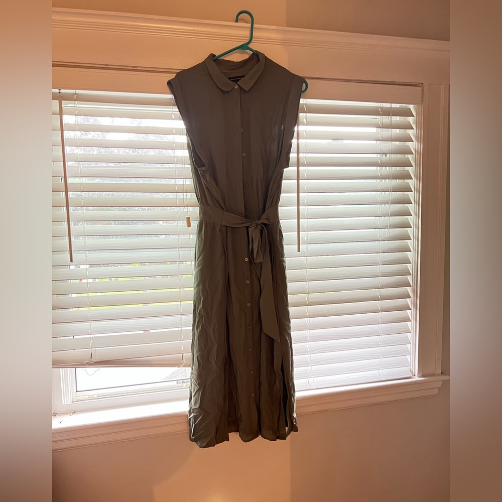 NWOT Utility Dress, slits on sides, past knee button closures